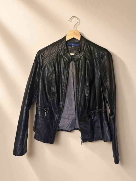 Apt. 9 Jackets & Blazers - APT.9 Black Faux Leather Moto Jacket